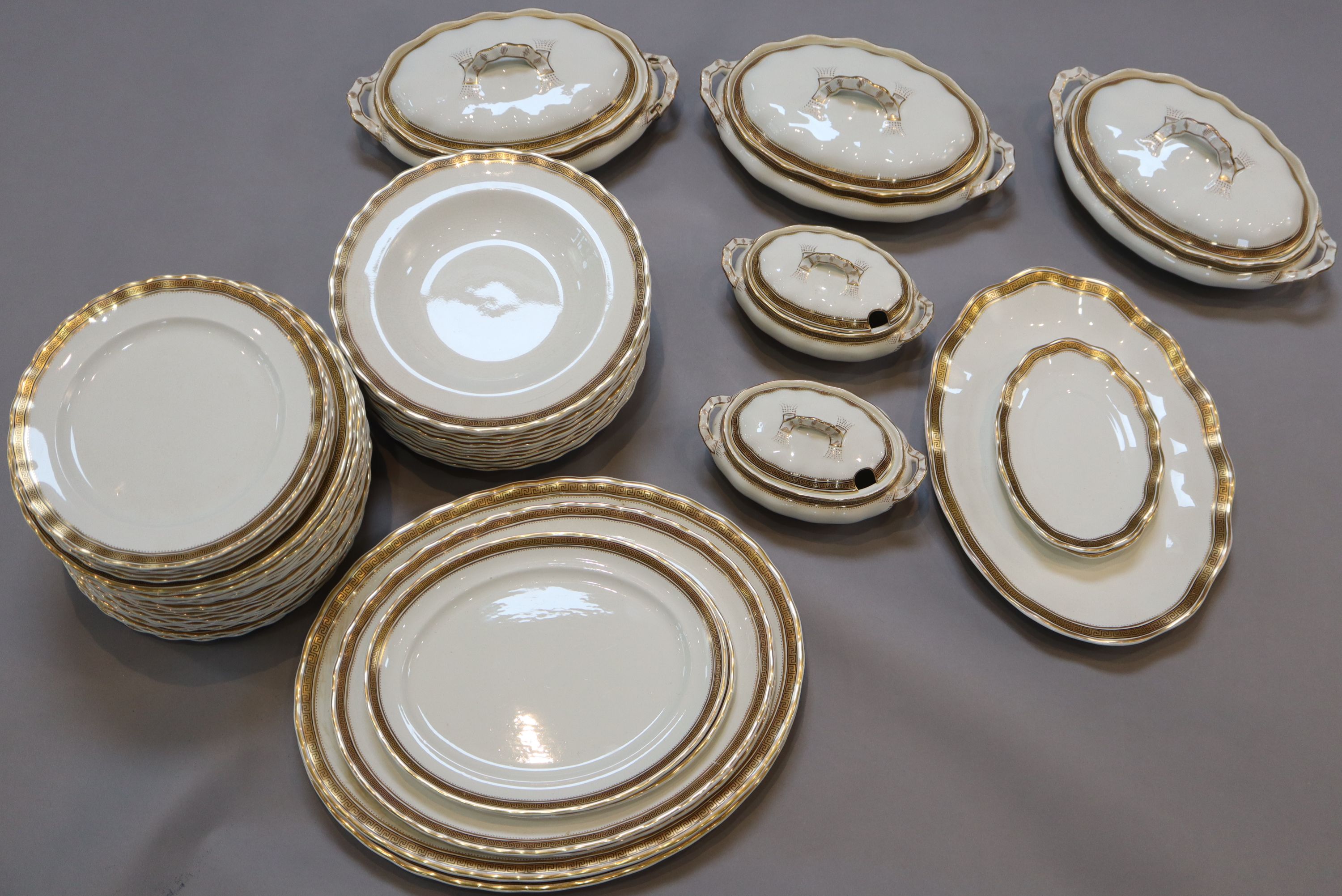 A Thomas Furnival & Sons fifty three piece part dinner service,
